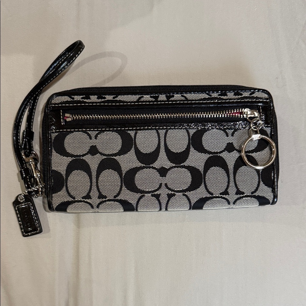 Coach Black and White Wristlet Wallet